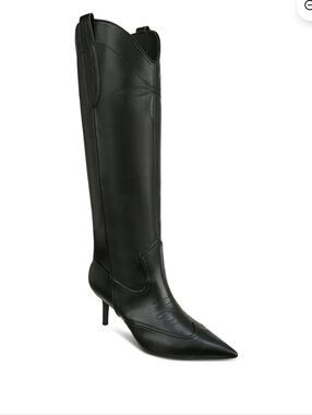 INC International Concepts Black Pointed-Toe Over-the-Knee Western Boots